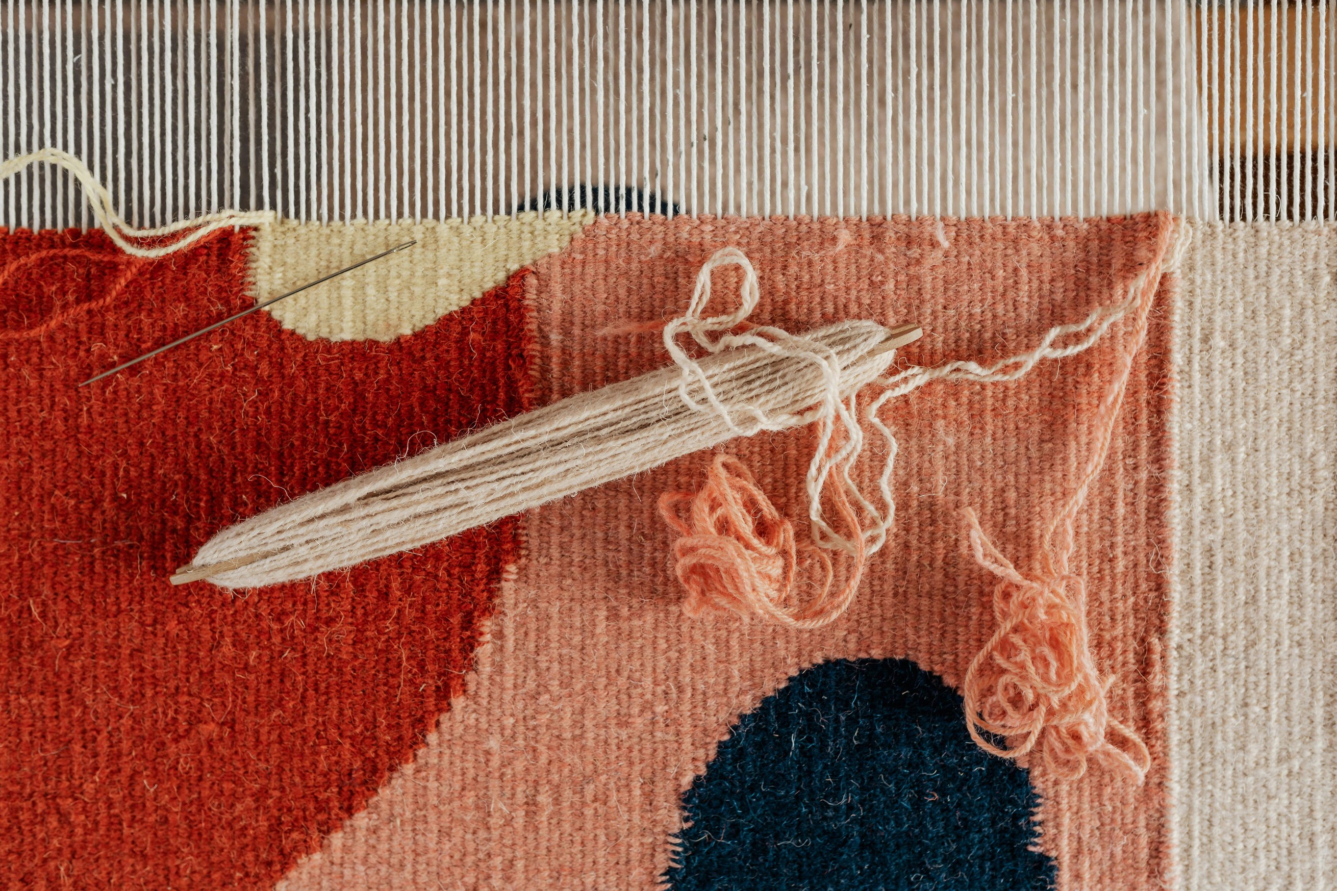 Rug on the loom in progress